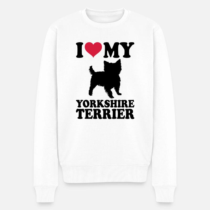 Yorkshire Terrier - Männer Premium Bio Pullover - Weiß