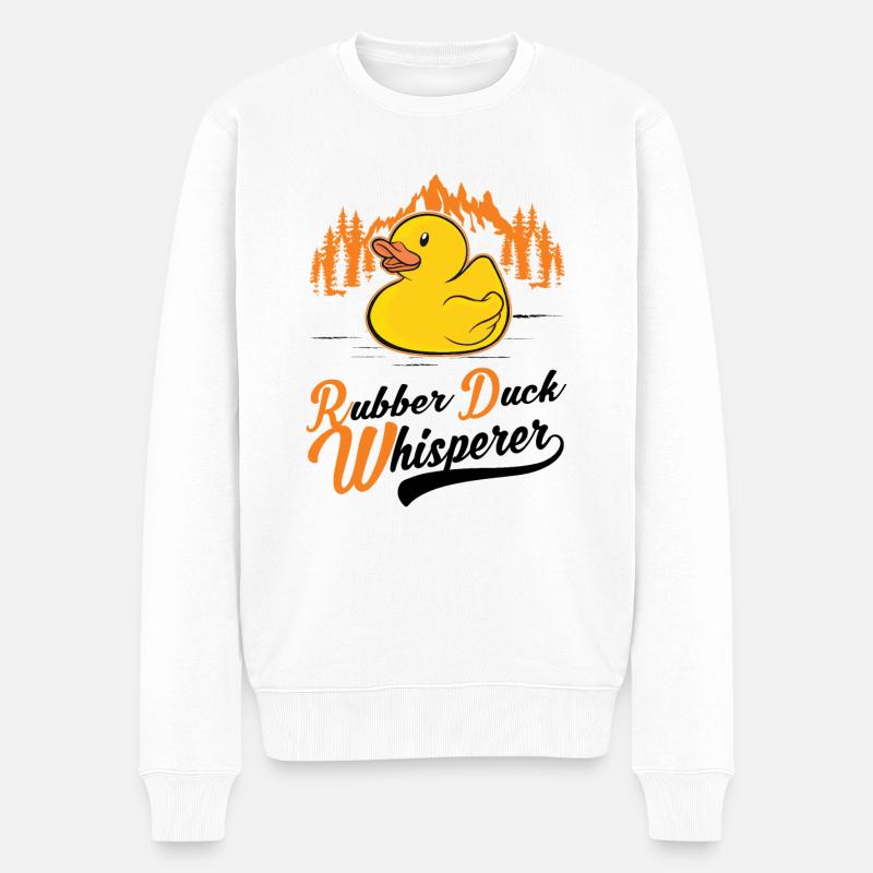 Gummienten Flüsterer Quietscheente Badeente - Männer Premium Bio Pullover - Weiß