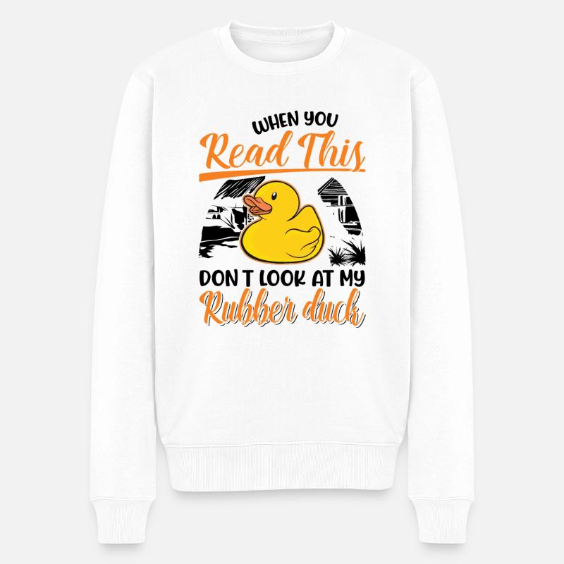 Gummiente Geschenk Quietscheente Badeente - Männer Premium Bio Pullover - Weiß