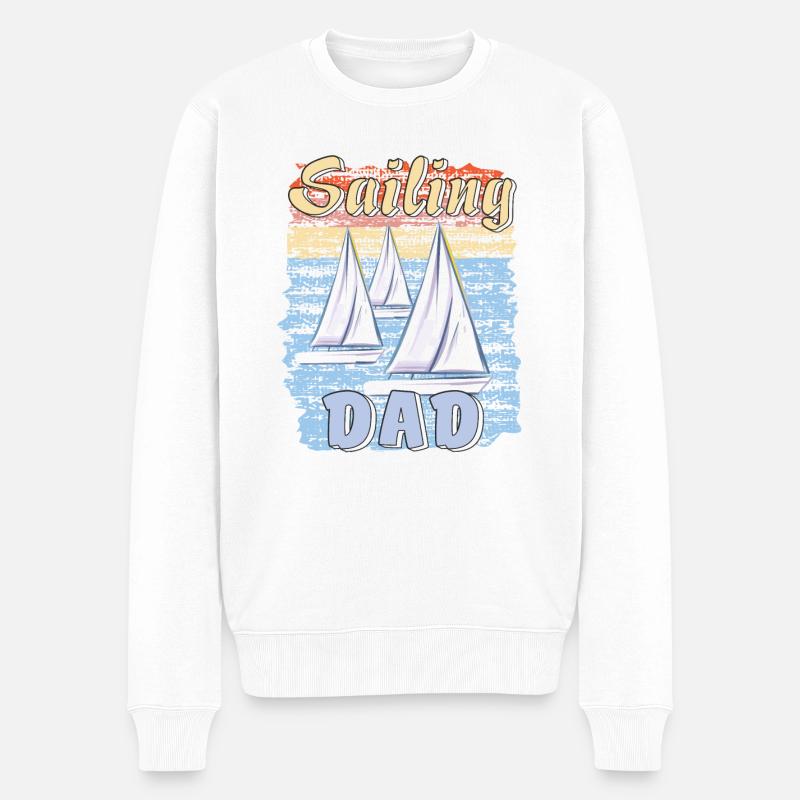 BOOTE SAILING DAD - Männer Premium Bio Pullover - Weiß
