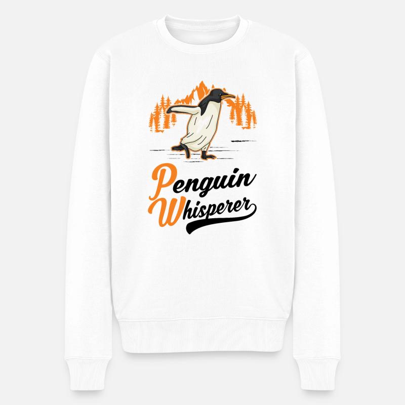 Pinguin Flüsterer Penguin - Männer Premium Bio Pullover - Weiß