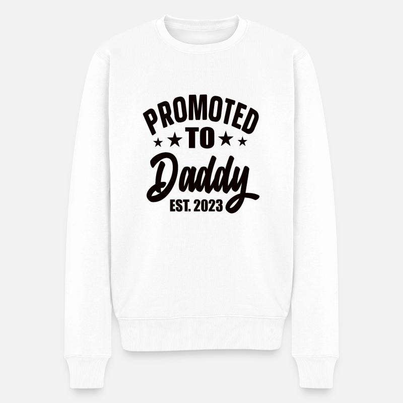 Promoted To Daddy Est 2023 - Männer Premium Bio Pullover - Weiß