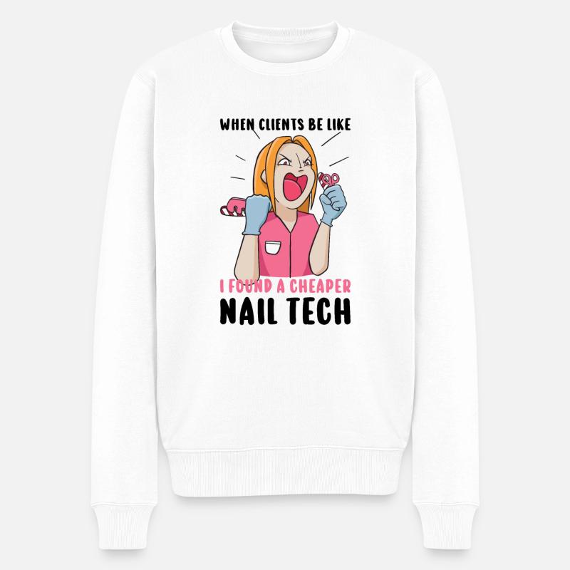 Nageltechniker Manikürist Polnische Nagelkunst - Männer Premium Bio Pullover - Weiß