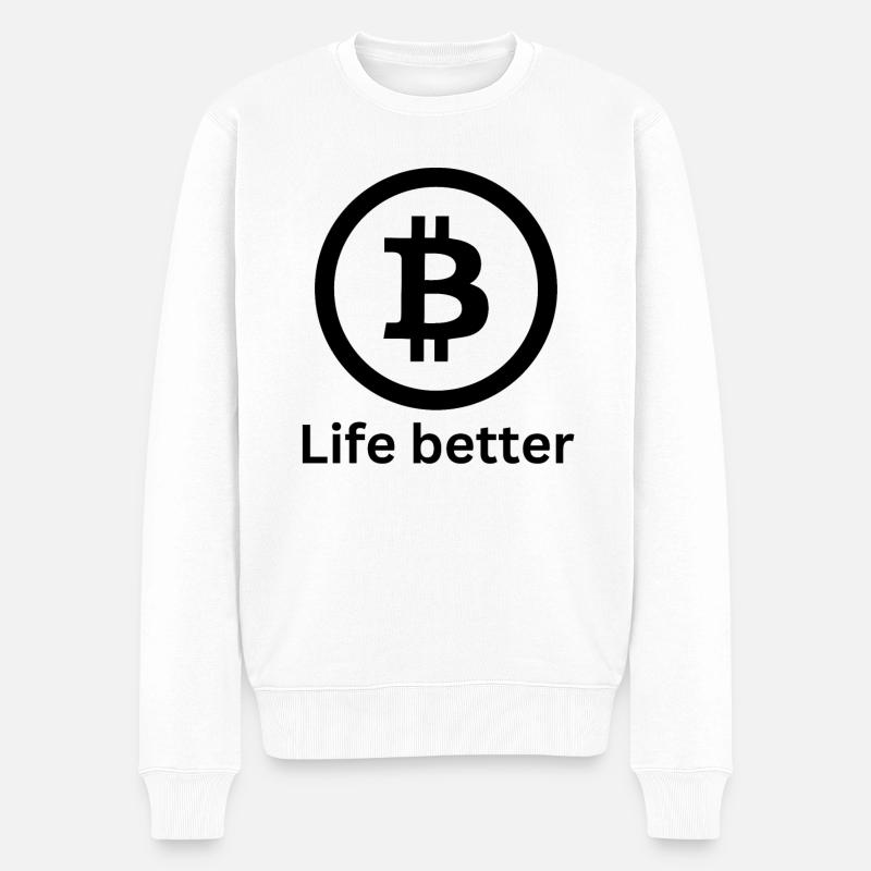 Bitcoin Life better - Männer Premium Bio Pullover - Weiß
