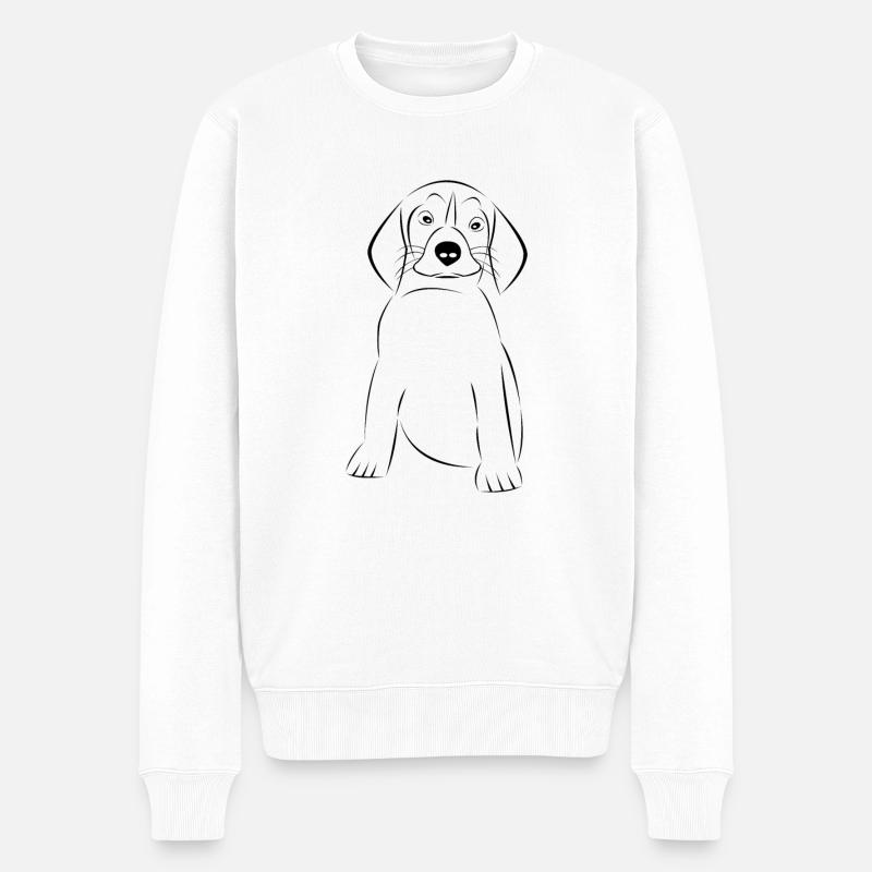 mignon chien animal de compagnie - Pull Premium bio Homme - blanc