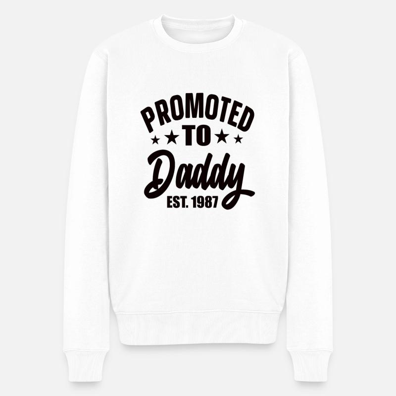 Promoted To Daddy Est 1987 - Männer Premium Bio Pullover - Weiß