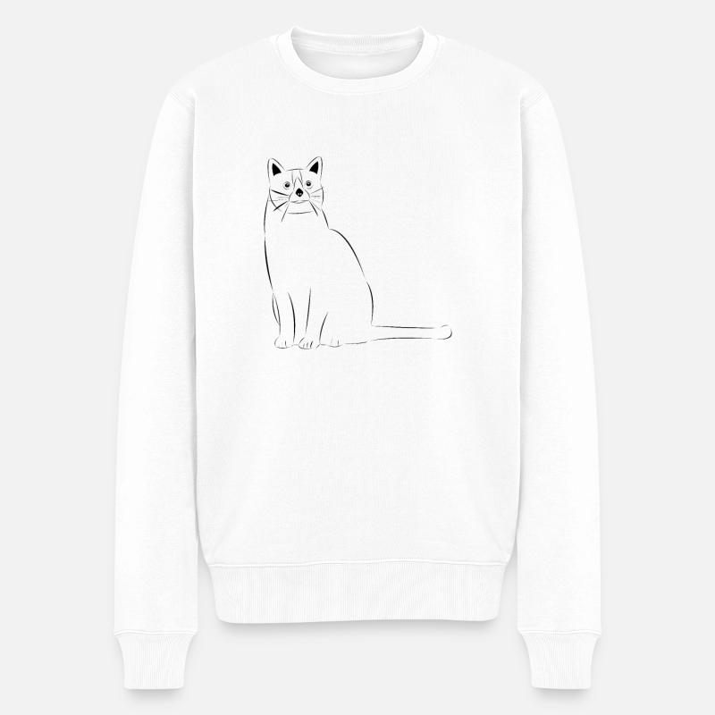 Chat dessiné - Pull Premium bio Homme - blanc