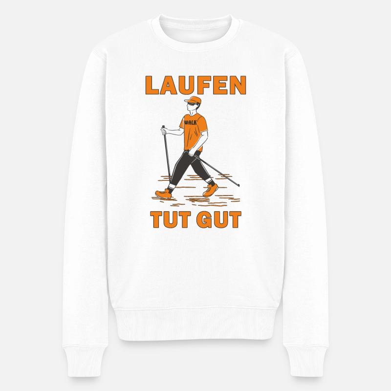 LAUFEN TUT GUT - Männer Premium Bio Pullover - Weiß