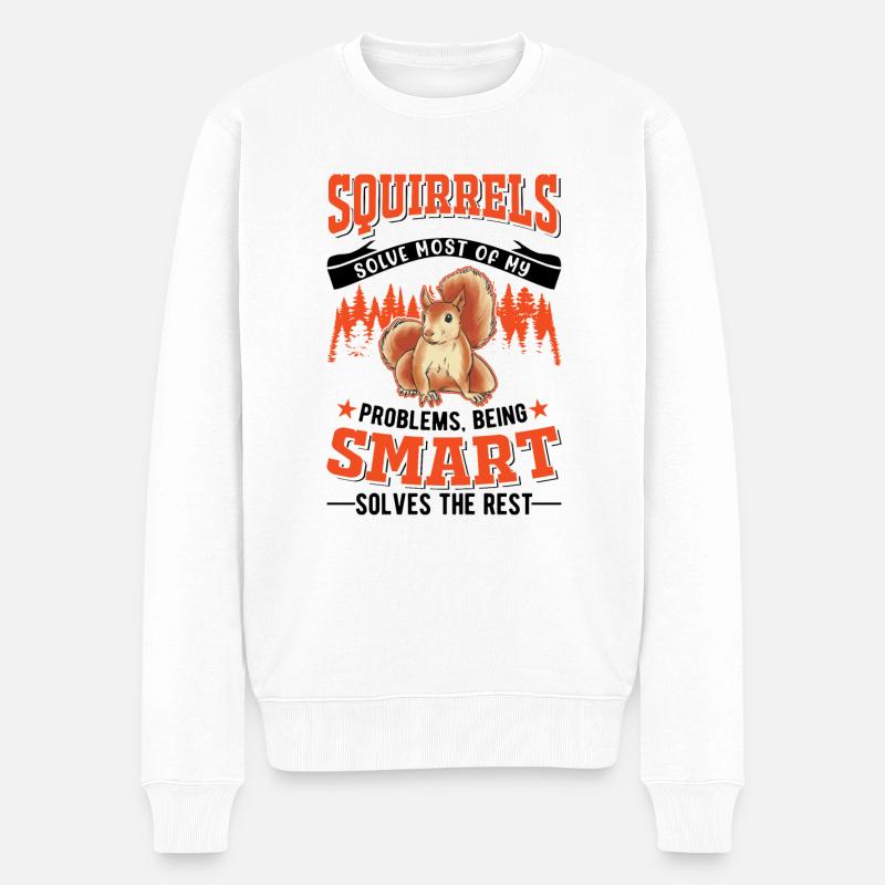 Eichhörnchen Geschenk Grauhörnchen Squirrel - Männer Premium Bio Pullover - Weiß