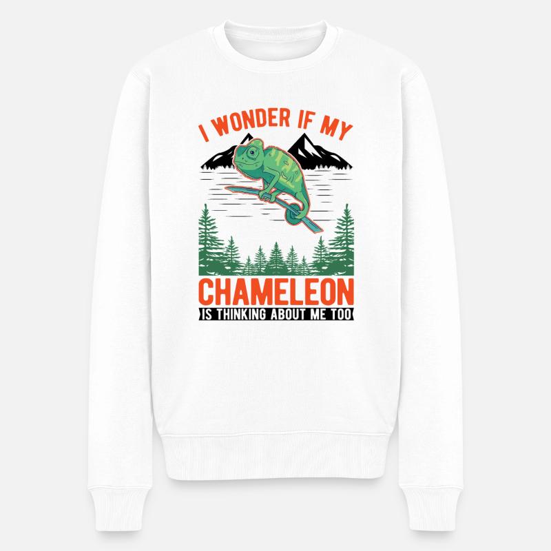 Caméléon Cadeau Caméléon - Pull Premium bio Homme - blanc