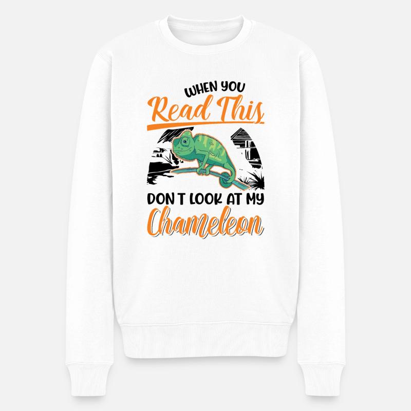 Caméléon Cadeau Caméléon - Pull Premium bio Homme - blanc