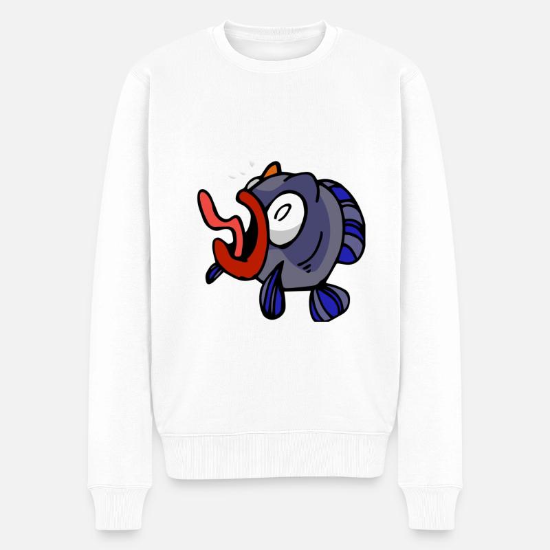 Poisson Pêcheur Idée Cadeau Mer - Pull Premium bio Homme - blanc