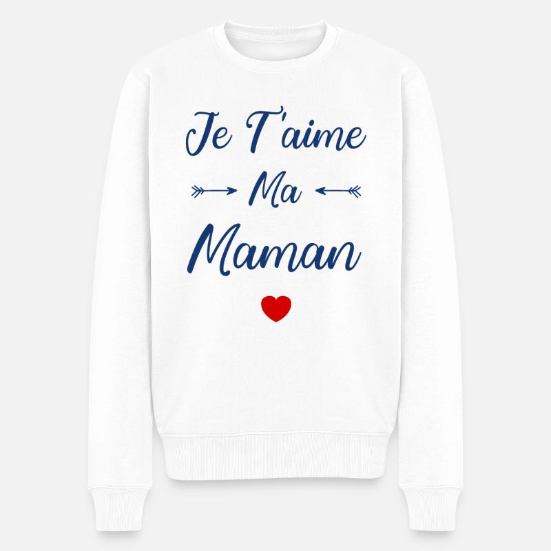 Je t'aime ma Maman - Pull Premium bio Homme - blanc