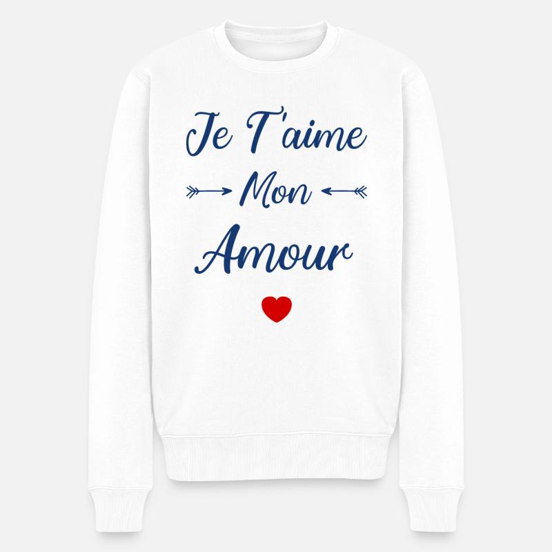 Je t'aime mon amour - Pull Premium bio Homme - blanc
