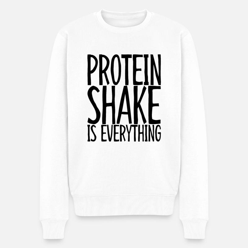 Protein Shake Is Everything 3 - Männer Premium Bio Pullover - Weiß