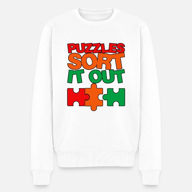 Puzzlers Sort It Out 3 - Männer Premium Bio Pullover - Weiß