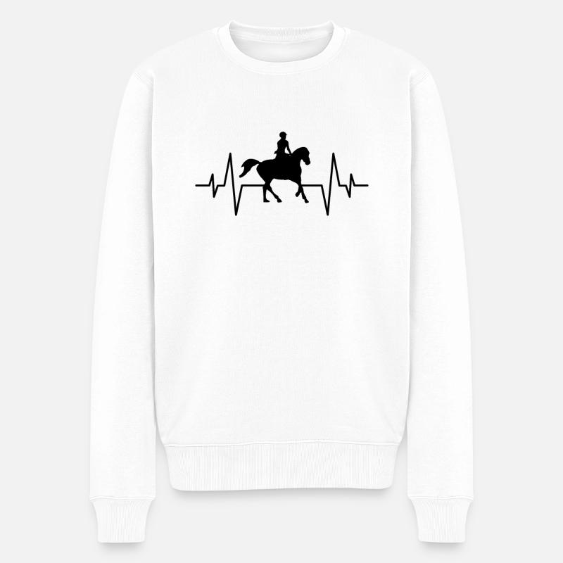 Pferde reiten Herzschlag - Männer Premium Bio Pullover - Weiß