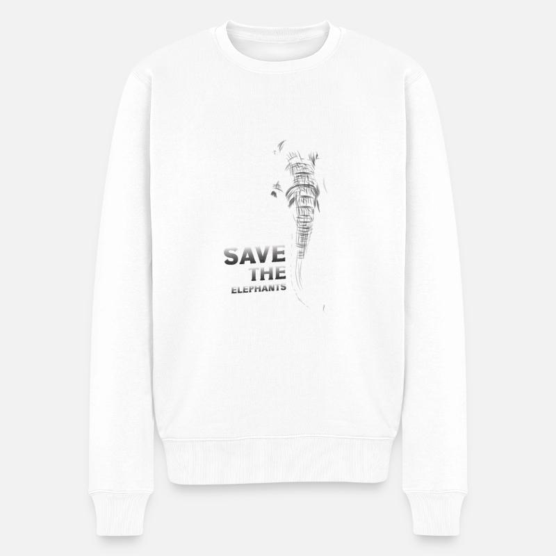 Rettet Die Elefanten - Männer Premium Bio Pullover - Weiß