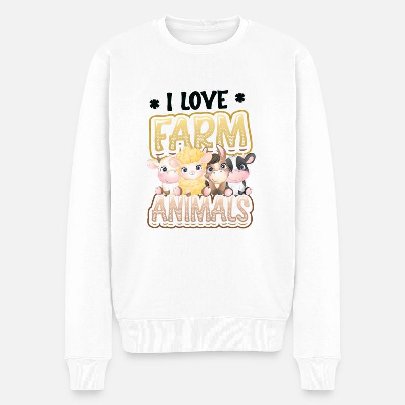 Ich Liebe Bauernhoftiere, Kinderbauernhof - Männer Premium Bio Pullover - Weiß