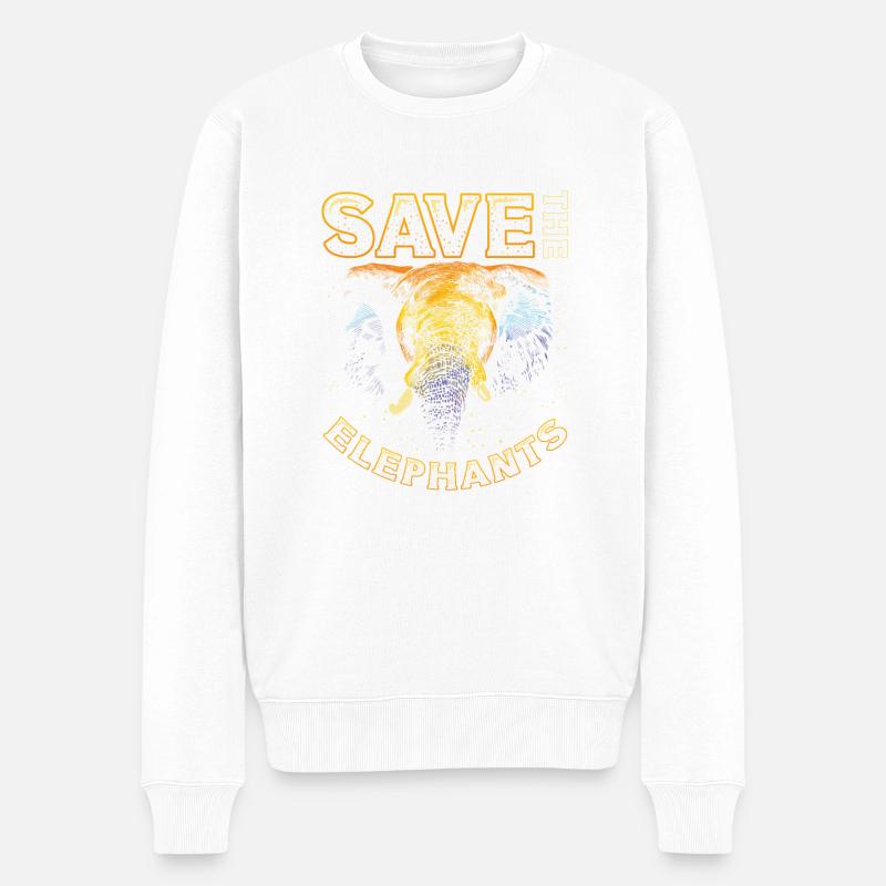 Rettet Die Elefanten - Männer Premium Bio Pullover - Weiß