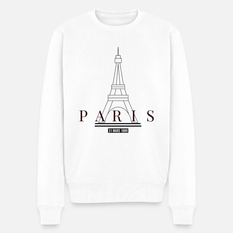 Eiffelturm-Design - Männer Premium Bio Pullover - Weiß