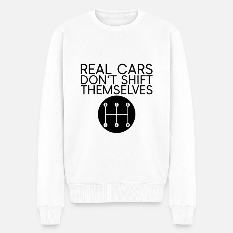 Real Cars Don't Shift Themselves 4 - Männer Premium Bio Pullover - Weiß