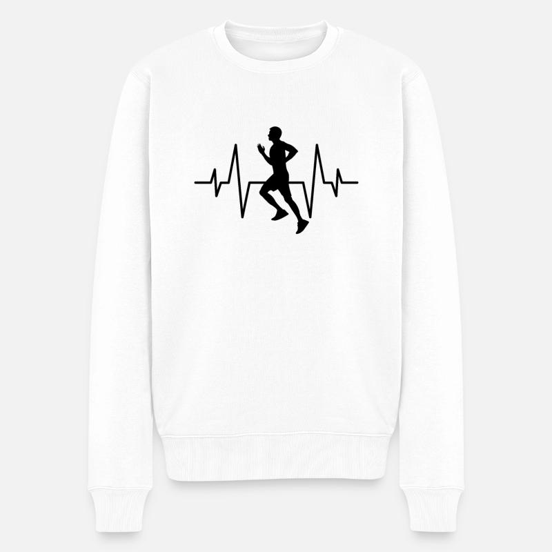 Joggen Jogger Herzschlag - Männer Premium Bio Pullover - Weiß