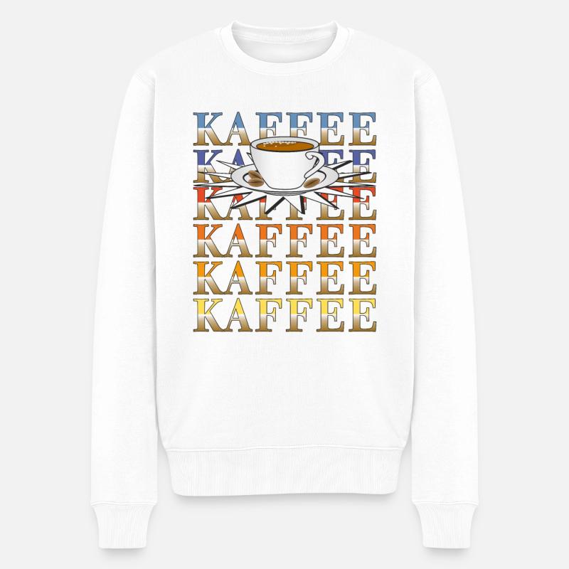 KAFFEE - Männer Premium Bio Pullover - Weiß