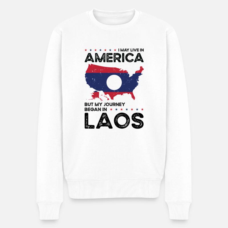 Né Laotien Laos États-Unis - Pull Premium bio Homme - blanc