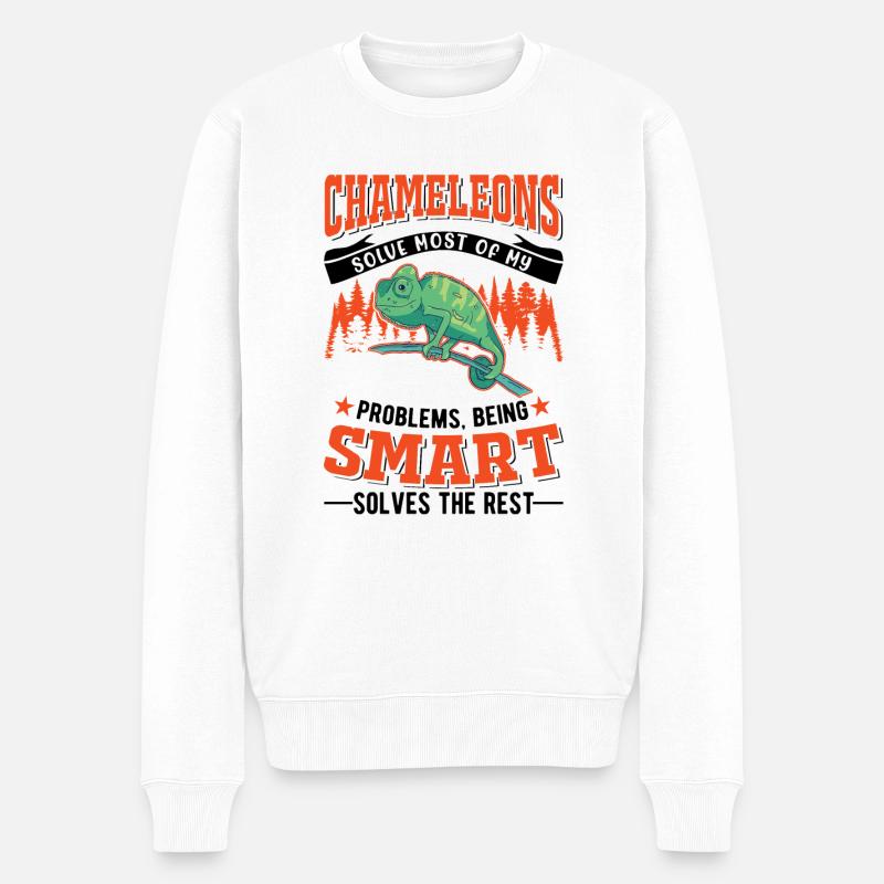 Chamäleon Geschenk Chameleon - Männer Premium Bio Pullover - Weiß