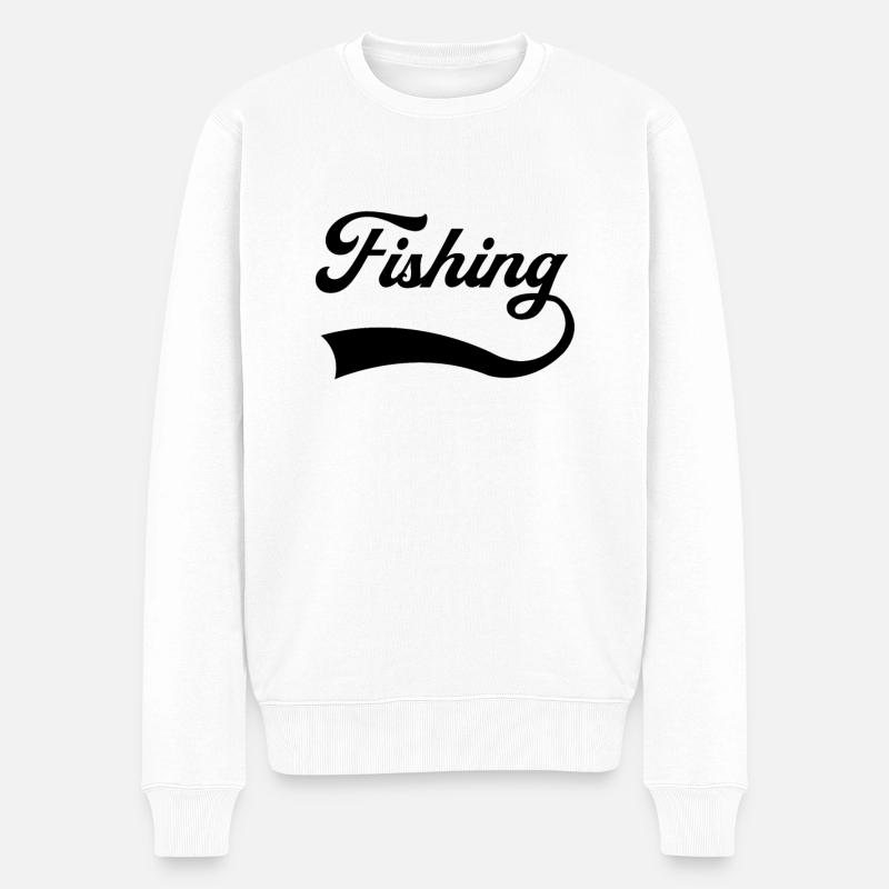 Angeln Schriftzug - Männer Premium Bio Pullover - Weiß