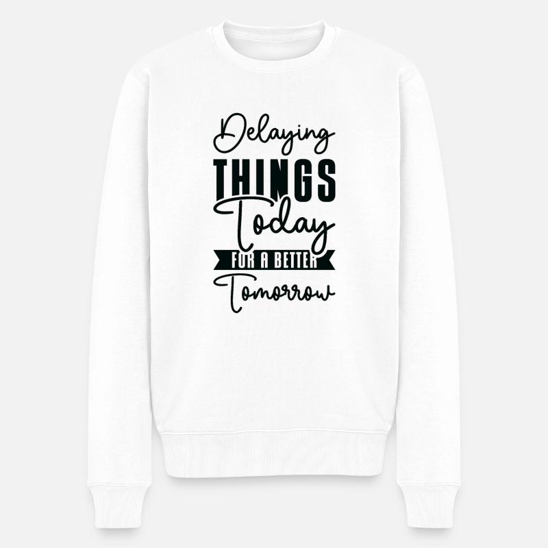 Procrastinating Vintage Fan Procrastinator - Männer Premium Bio Pullover - Weiß