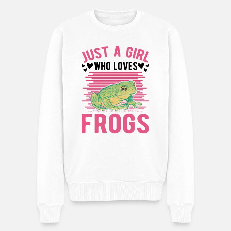 Frosch Mädchen Laubfrosch - Männer Premium Bio Pullover - Weiß