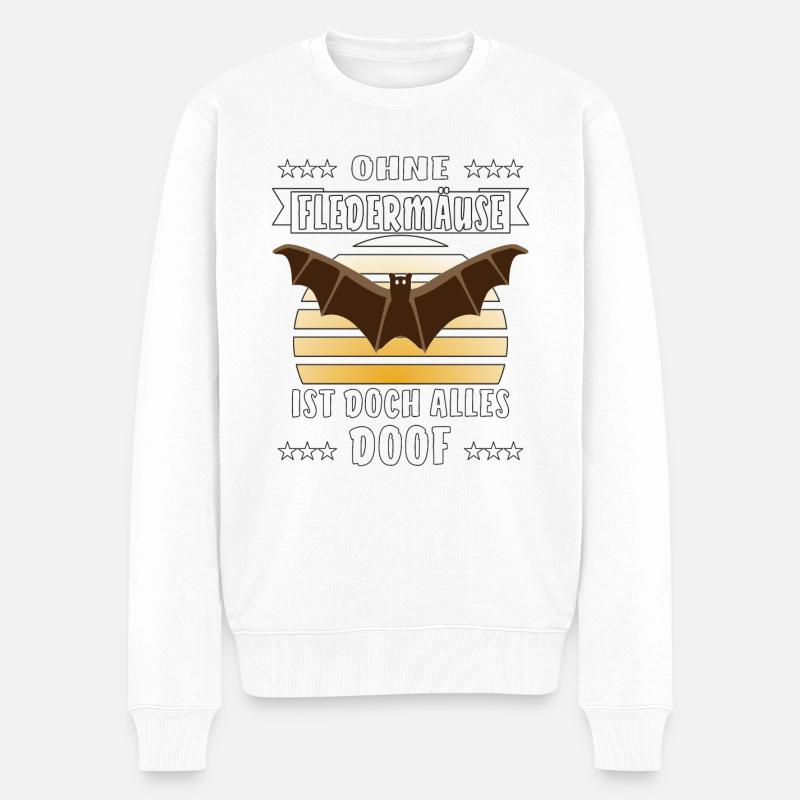 OHNE FLEDERMÄUSE ALLES DOOF - Männer Premium Bio Pullover - Weiß