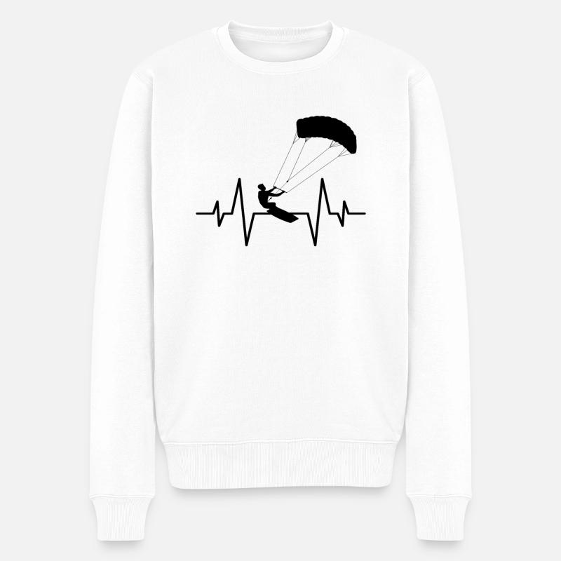 kite surfen Herzschlag - Männer Premium Bio Pullover - Weiß