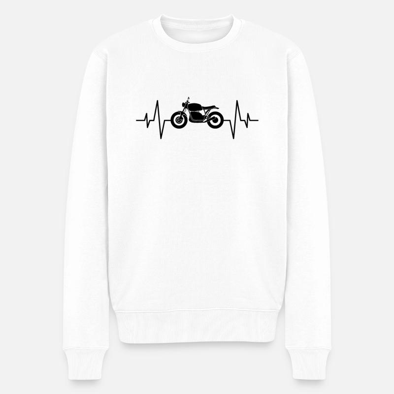 Motorrad Herzschlag - Männer Premium Bio Pullover - Weiß