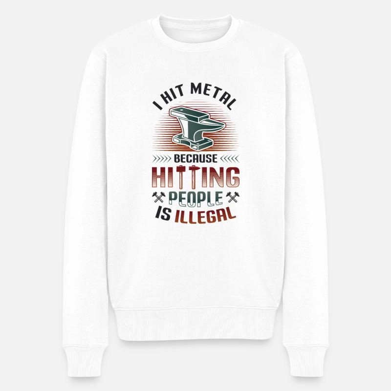 Hit Metal, Blacksmith - Männer Premium Bio Pullover - Weiß