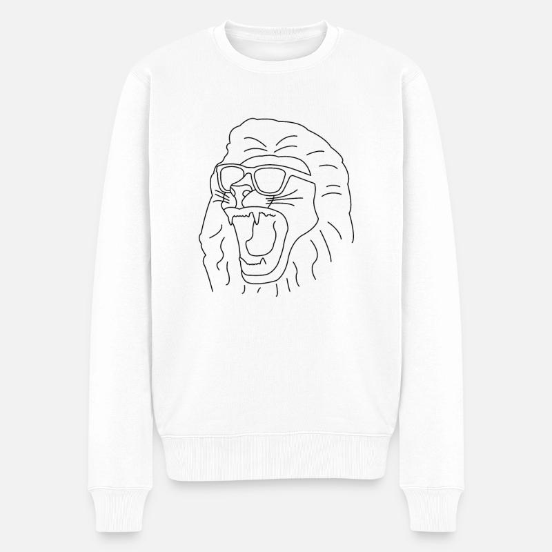 Löwe Partylöwe gezeichnet - Männer Premium Bio Pullover - Weiß