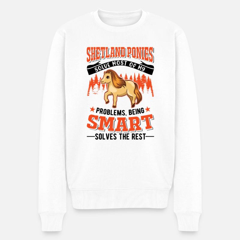 Shetland Pony Geschenk Shetty - Männer Premium Bio Pullover - Weiß