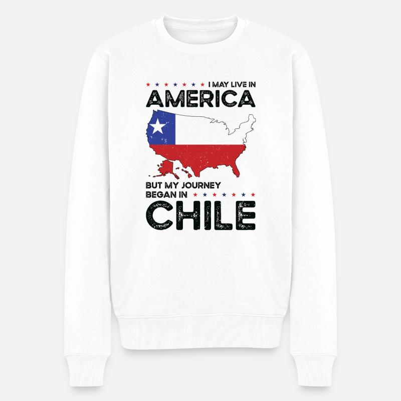 Geborener Chilene Chile Amerikaner USA - Männer Premium Bio Pullover - Weiß