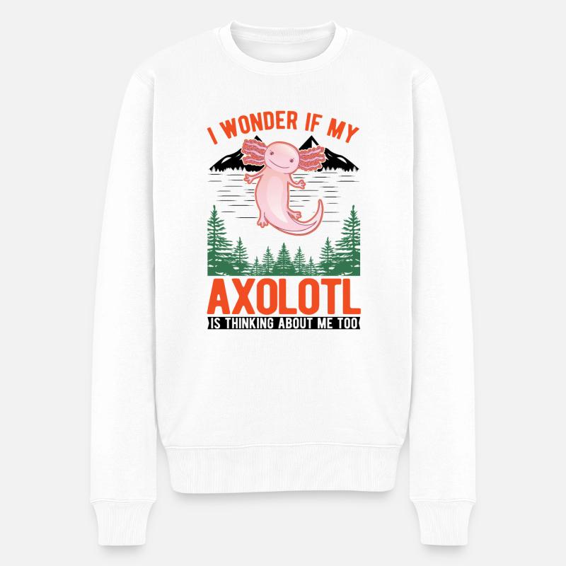 Axolotl Queue Cadeau Amphibien Axolotl - Pull Premium bio Homme - blanc
