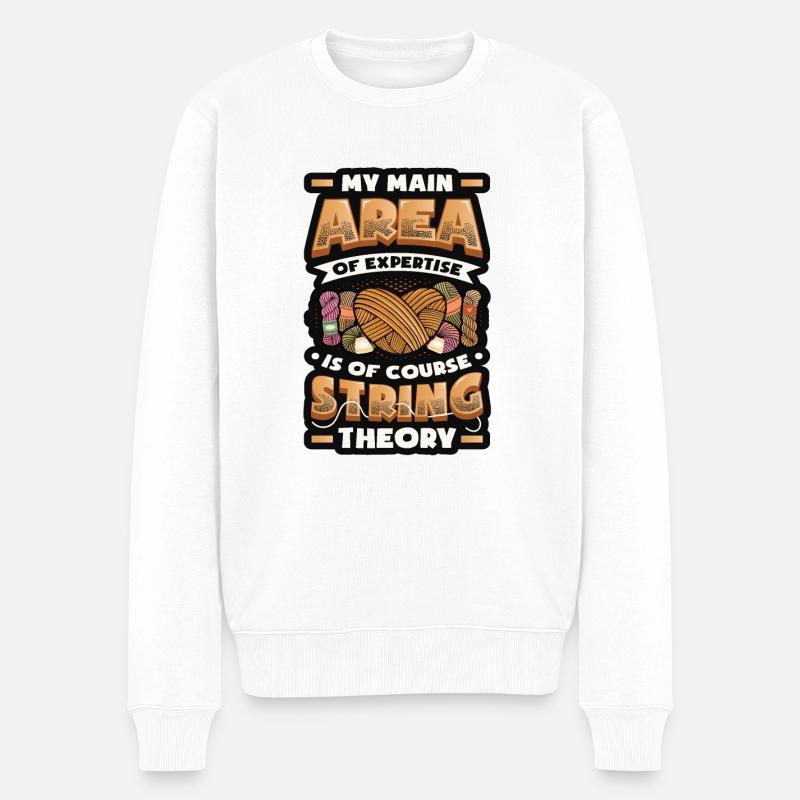 Funny Yarn Lover, Häkeln - Männer Premium Bio Pullover - Weiß