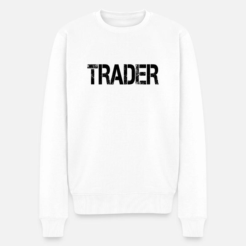 Trader Schriftzug - Männer Premium Bio Pullover - Weiß
