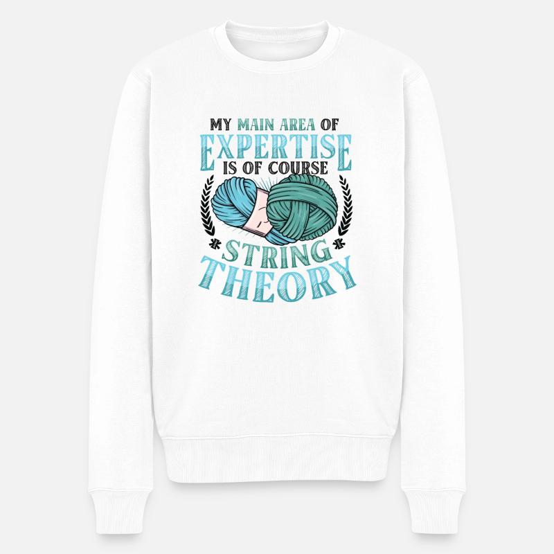 Funny Yarn Lover, Häkeln - Männer Premium Bio Pullover - Weiß