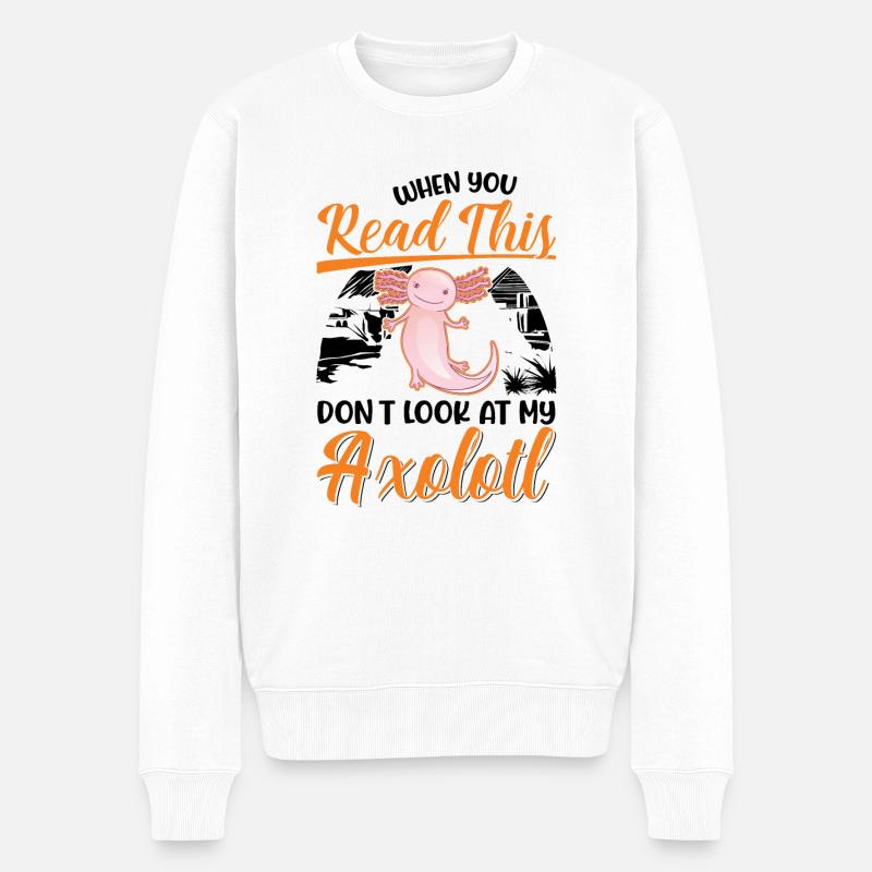 Axolotl Queue Cadeau Amphibien Axolotl - Pull Premium bio Homme - blanc