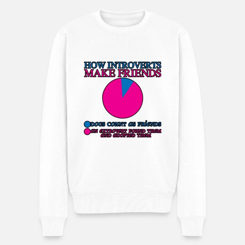 How Introverts Make Friends 2 - Männer Premium Bio Pullover - Weiß
