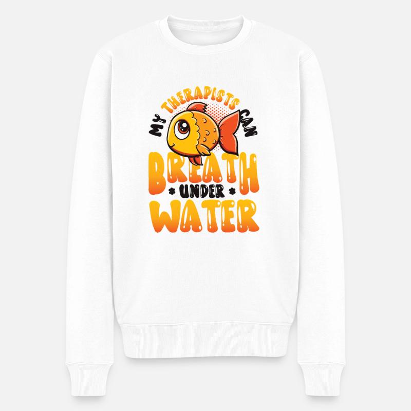Élevage de poissons amusant, pisciculteurs - Pull Premium bio Homme - blanc
