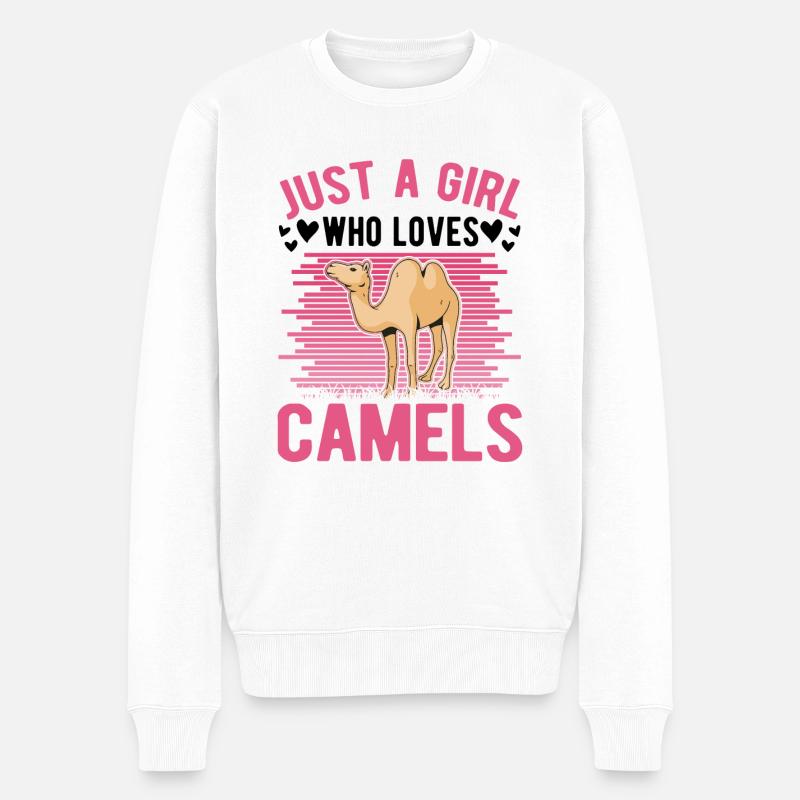 Kamel Mädchen Dromedar Ägypten Großkamel - Männer Premium Bio Pullover - Weiß