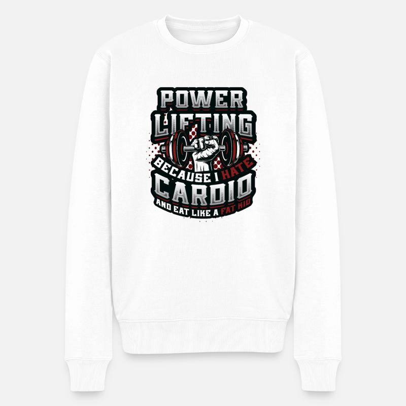 Funny Power Lifting Gewichtheben - Männer Premium Bio Pullover - Weiß