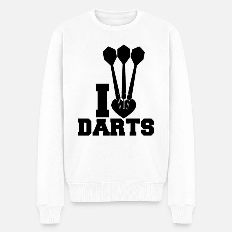 Ich Liebe Dart - Männer Premium Bio Pullover - Weiß